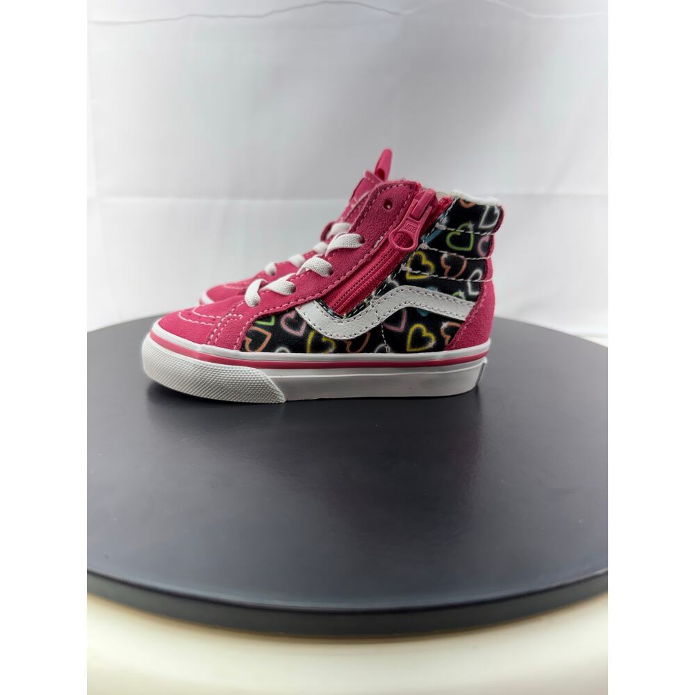 Vans Kids Sk8-Hi Reissue Side Zip Toddler Size 6 Pink Hearts Shoes Sneakers‎